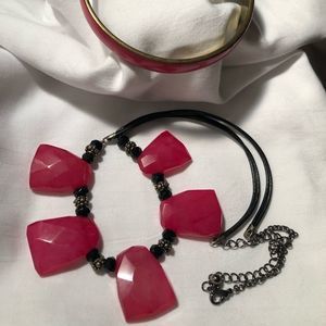 Necklace and bangle  hot pink